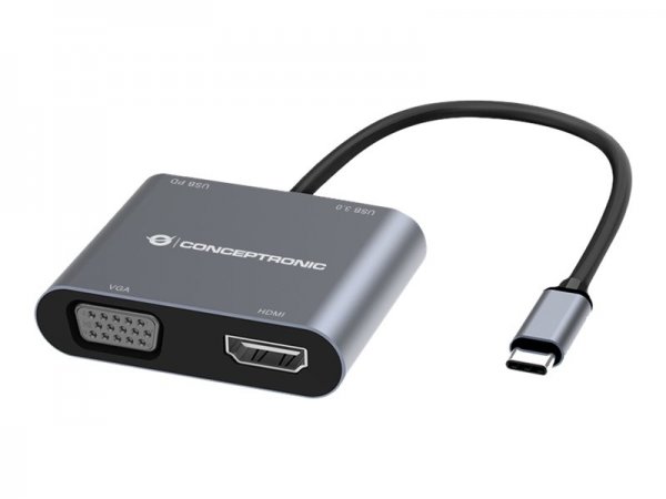 Conceptronic DONN16G - Cablato - USB 3.2 Gen 1 (3.1 Gen 1) Type-C - 100 W - Grigio - 5 Gbit/s - 4K U