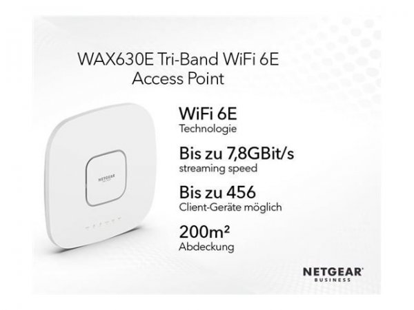 Netgear WAX630E - 7800 Mbit/s - 600 Mbit/s - 4800 Mbit/s - 10,100,1000,2500 Mbit/s - IEEE 802.11a -