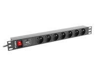 Lanberg PDU-07E-0200-IEC-BK - 2 m - 7 presa(e) AC - Interno - Tipo E - Nero - 220 - 250 V