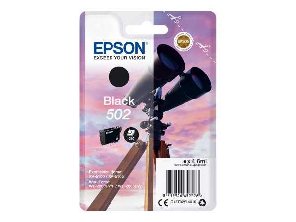 Epson Singlepack Black 502 Ink - Resa standard - Inchiostro a base di pigmento - 4,6 ml - 210 pagine