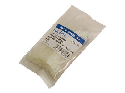 LogiLink KAB0001 - Nylon - Bianco - 100 mm - 2,5 mm - 100 pz