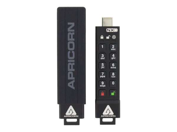 Apricorn ASK3-NXC-8GB - 8 GB - USB tipo-C - 3.2 Gen 1 (3.1 Gen 1) - 77 MB/s - Cuffia - Nero