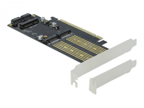 Delock Scheda PCI Express x16 fino a 1 x M.2 chiave B + 1 x NVMe M.2 chiave M + 1 x mSATA - Fattore