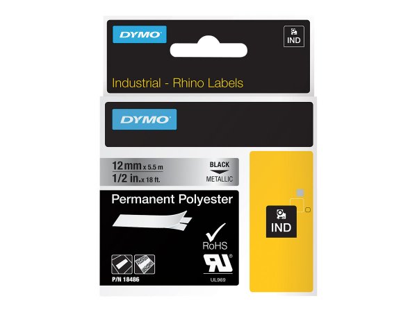 Dymo Poliestere Permanente IND - Nero su metallizzato - Multicolore - Poliestere - -40 - 150 °C - UL