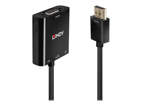 Lindy 38285 - 0,1 m - HDMI tipo A (Standard) - VGA (D-Sub) - Maschio - Femmina - Dritto