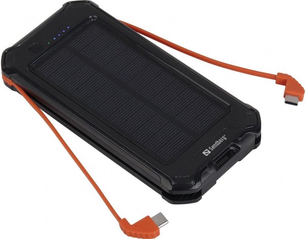 Sandberg 3in1 Solar Powerbank 10000, Caricatore Solare, Nero