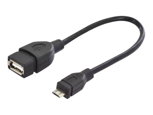 DIGITUS Cavo adattatore USB - OTG - tipo micro B - USB A - 0,2 m - Micro-USB B - USB A - USB 2.0 - M