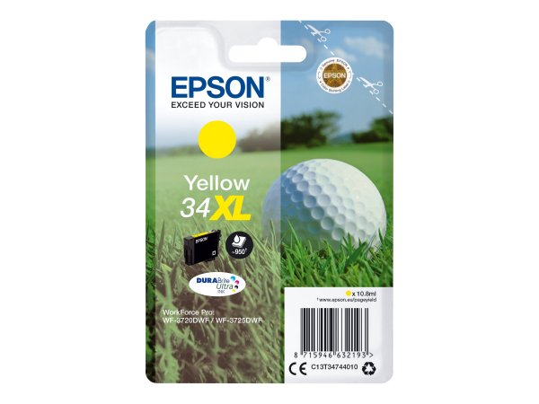 Epson Golf ball Singlepack Yellow 34XL DURABrite Ultra Ink - Resa elevata (XL) - Inchiostro a base d