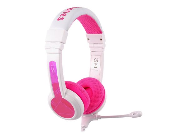 BuddyPhones School+ - Cablato - Musica e Chiamate - 20 - 20000 Hz - Auricolare - Rosa - Bianco