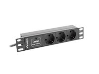 Lanberg PDU-03F-0200-BK - 1U - Orizzontale - Nero - 3 presa(e) AC - Tipo F - 2 m