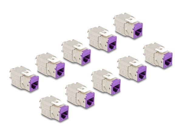 Delock Keystone Modul RJ45 Buchse zu LSA Cat.6A werkzeugfrei violett Set 10