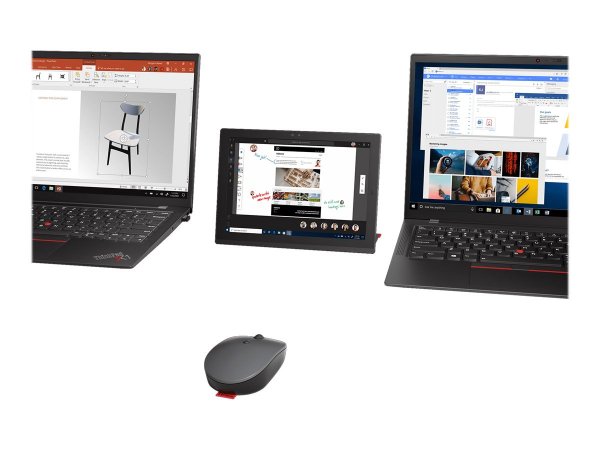 Lenovo Go Multi-Device - Ambidestro - Ottico - RF senza fili + Bluetooth - 2400 DPI - Nero - Grigio