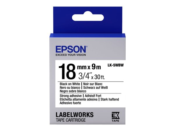 Epson Nastro fondo Bianco per testo Nero - altamente adesivo 18/9 LK-5WBW - Nero su bianco - Giappon