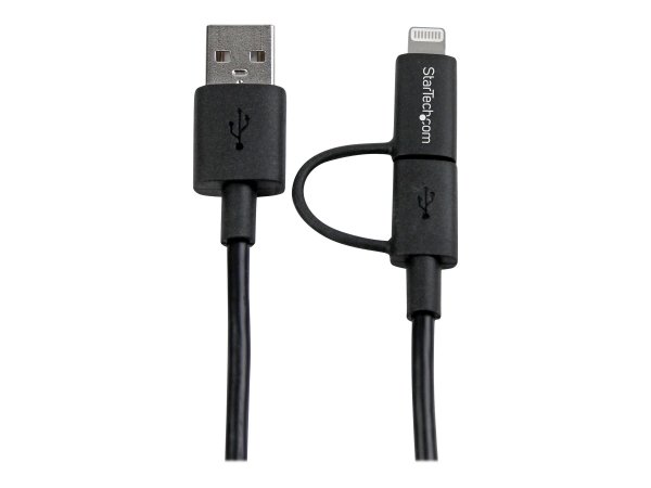 StarTech.com Cavo di ricarica 2 in 1 da 1m - Da USB a Lightning o Micro-USB per iPhone / iPad / iPod