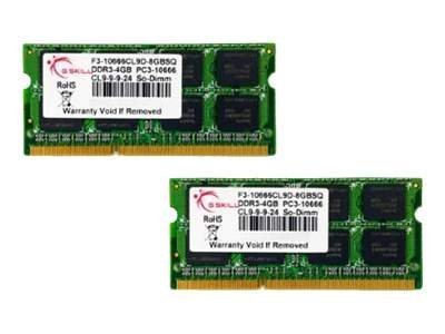 G.Skill 8GB DDR3-1333 SQ - 8 GB - 2 x 4 GB - DDR3 - 1333 MHz - 204-pin SO-DIMM