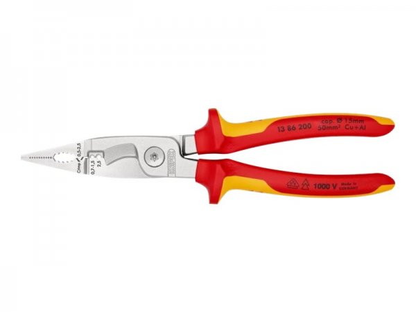 KNIPEX 13 86 200 - Pinze a becco lungo - Acciaio - Plastica - Arancione - Rosso - 200 mm - 280 g