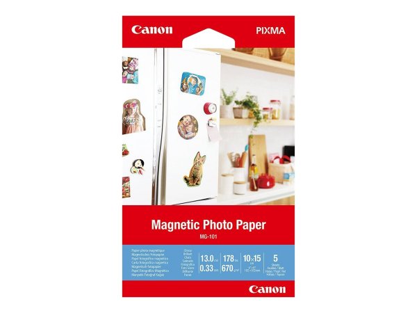 Canon Carta fotografica magnetica MG-101 - 10,2x15,2 cm - 5 fogli - 10x15 cm - Bianco - 5 fogli - PI