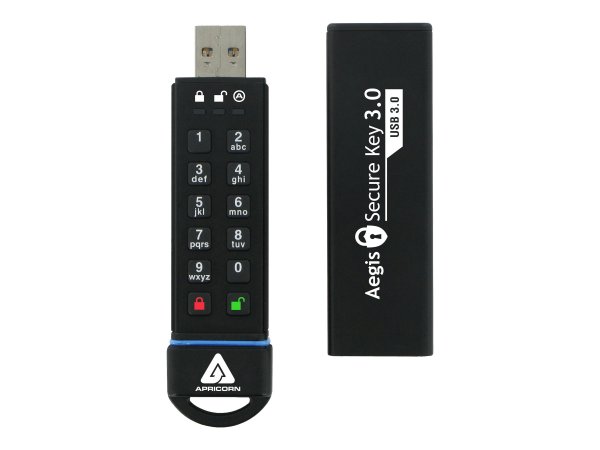 Apricorn Aegis Secure Key 3.0 - 120 GB - USB tipo A - 3.2 Gen 1 (3.1 Gen 1) - 195 MB/s - Cuffia - Ne