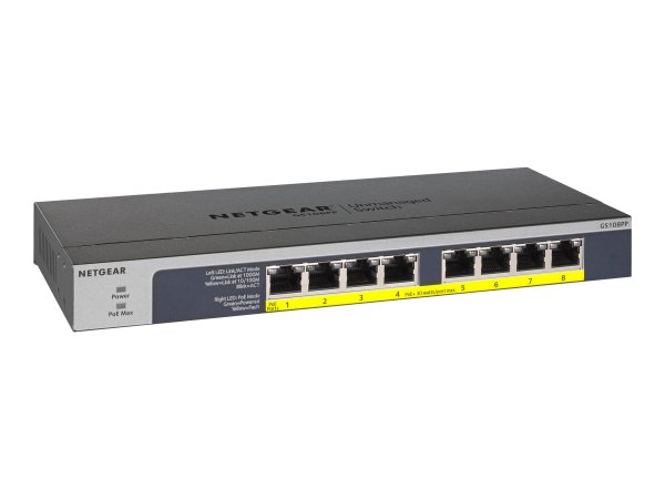 Netgear GS108LP - Non gestito - Gigabit Ethernet (10/100/1000) - Supporto Power over Ethernet (PoE)