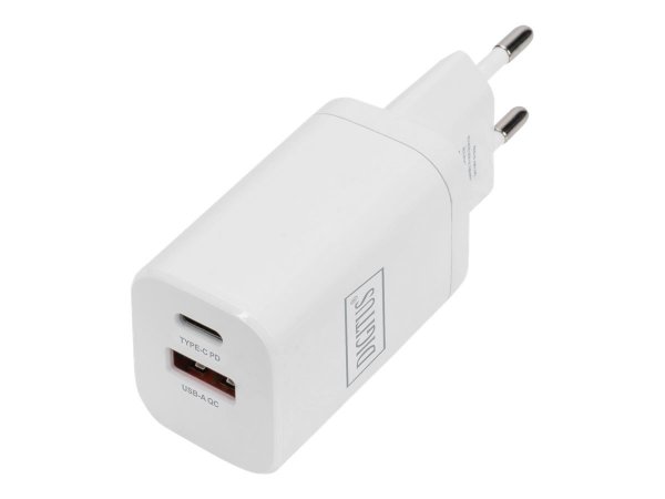 DIGITUS Caricatore USB 1x USB-A / 1x USB-C - 30W - Interno - AC - 15 V - Bianco