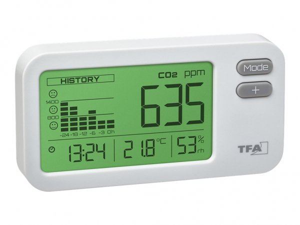 TFA AIRCO2NTROL COACH - White - USB - 105 mm - 33 mm - 56 mm - 93 g