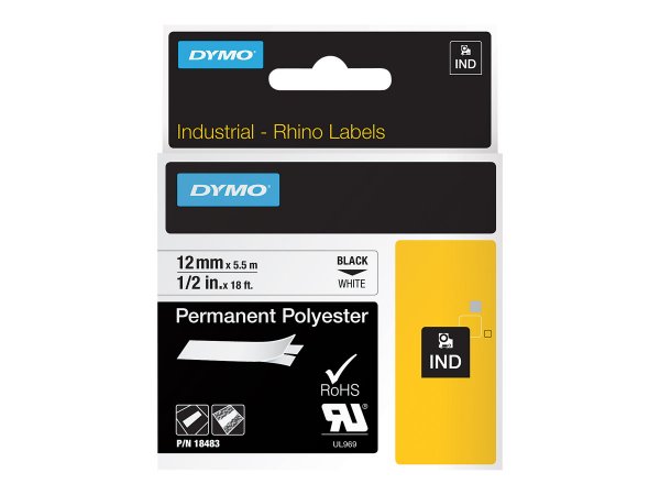 Dymo Poliestere Permanente IND - Nero su bianco - Multicolore - Poliestere - -40 - 150 °C - UL 969 -