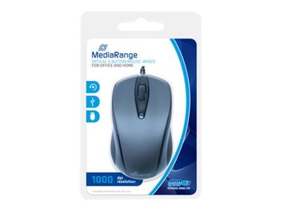 MEDIARANGE MROS201 - Ambidestro - Ottico - USB tipo A - 1000 DPI - Nero - Grigio