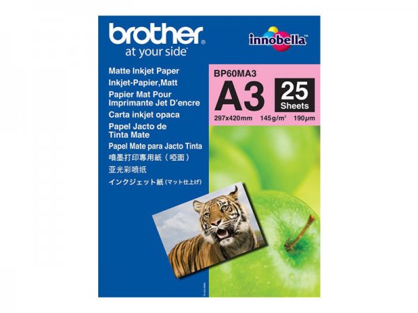 Brother BP60MA3 - Stampa inkjet - A3 (297x420 mm) - Opaco - 25 fogli - 145 g/m² - Bianco