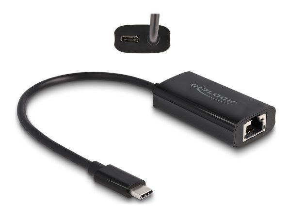 Delock Adattatore USB Type-C per Gigabit LAN con porta di alimentazione 100 watt - USB C - RJ45 - 0,