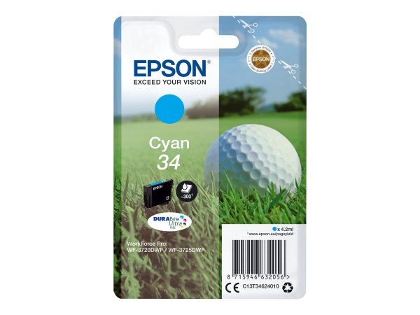 Epson Golf ball Singlepack Cyan 34 DURABrite Ultra Ink - Resa standard - 4,2 ml - 300 pagine - 1 pz