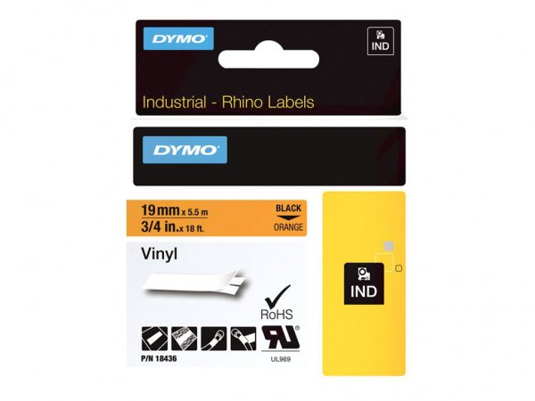 Dymo Etichette in vinile IND - Nero su arancione - Multicolore - Vinile - -40 - 80 °C - UL 969 - DYM