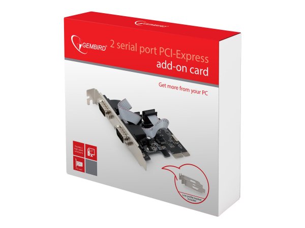 Gembird SPC-22 - PCIe - Seriale - A basso profilo - PCIe 1.1 - RS-232 - Nero