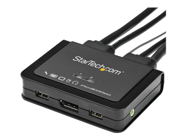 StarTech.com Switch DisplayPort KVM 4K a 60 Hz e 2 porte con cavi integrati - 3840 x 2160 Pixel - 4K