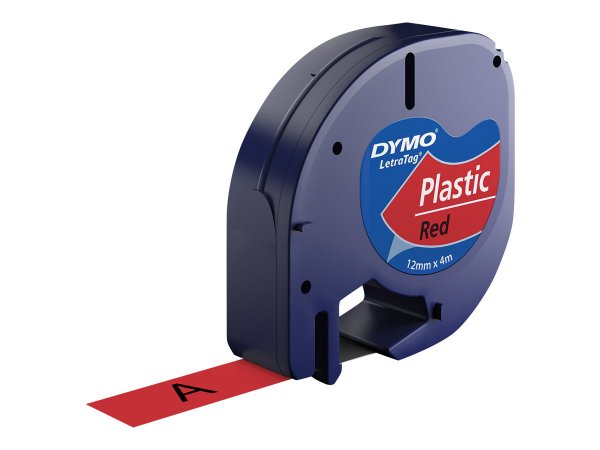 Dymo LetraTAG - Plastic - black on red