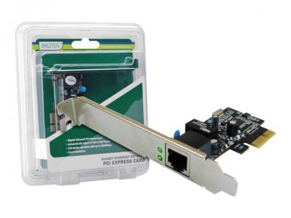 DIGITUS PCI-E Network Card - Cablato - PCI Express - 1000 Mbit/s - Nero