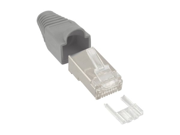 InLine Netzwerkanschluss - RJ-45 (M) - abgeschirmt - Grau (Packung mit 10)