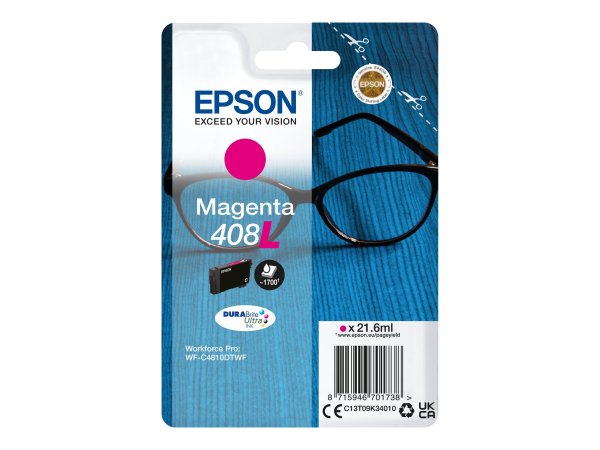 Epson Singlepack Magenta 408L DURABrite Ultra Ink - Resa elevata (XL) - Inchiostro a base di pigment