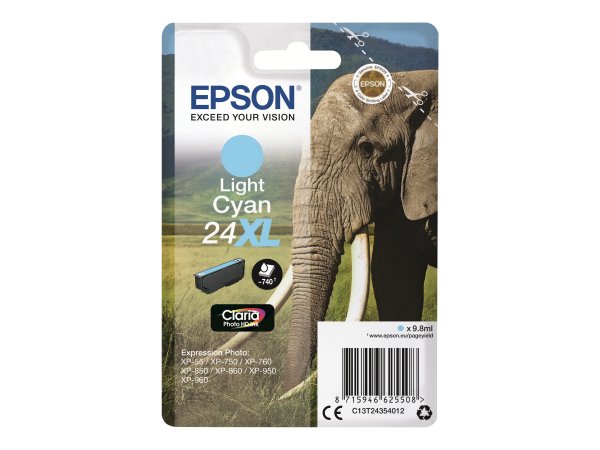 Epson Elephant Cartuccia Ciano chiaro XL - Resa elevata (XL) - Ciano chiaro - Inchiostro a base di p