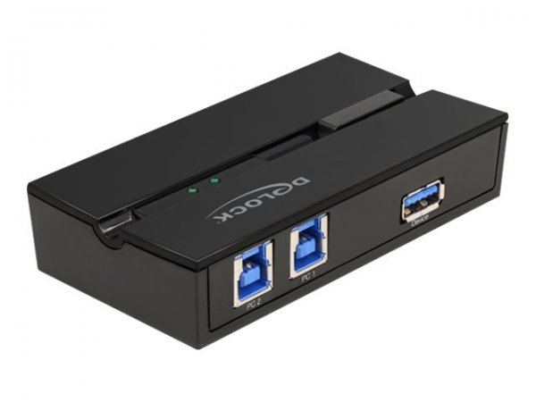 Delock Interruttore USB 3.0 da 2 PC per 1 dispositivo - 5 Gbit/s - Nero - Plastica - 106 mm - 56 mm