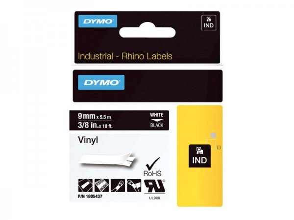 Dymo Etichette in vinile IND - Bianco su nero - Multicolore - Vinile - -40 - 80 °C - UL 969 - DYMO