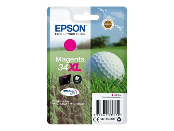 Epson Golf ball Singlepack Magenta 34XL DURABrite Ultra Ink - Resa elevata (XL) - Inchiostro a base